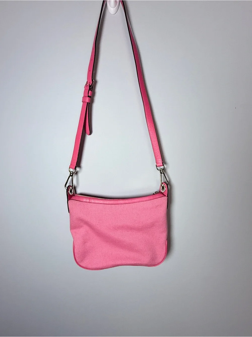 Kate Spade Pink Canvas Leather Trim Crossbody